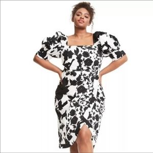 Christopher John Rogers black/white floral dress